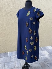 Vestido vintage TONY WARD alta costura azul marinho azul marinho com miçangas enfeitado  comprar usado  Enviando para Brazil
