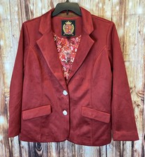 Blazer Isaac Mizrahi Live Estate vermelho camurça sintética com forro feminino EUA tamanho LP comprar usado  Enviando para Brazil
