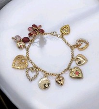Usado, Pulseira Berloque Vintage Placa de Ouro Tema de Amor Retrabalho Todas as Peças Vintage 7" Corações  comprar usado  Enviando para Brazil