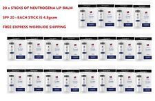 20 X STICKS de bálsamo labial Neutrogena fórmula norueguesa para lábios secos e rachados FPS20 comprar usado  Enviando para Brazil