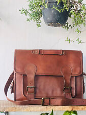 Bolsa ecológica de couro de cabra maleta masculina vintage marrom ombro genuína comprar usado  Enviando para Brazil