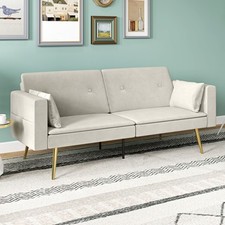 Sofa rozkładana HOMCOM, aksamitny pokrowiec z drewnianą ramą, do salonu, pokoju gościnnego na sprzedaż  Wysyłka do Poland