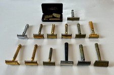 Lote de 14 de colección. Maquinillas de afeitar e inyector de seguridad de doble filo ~ piezas de reparación de limpieza segunda mano  Embacar hacia Mexico