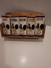 Conjunto de especiarias vintage 6 peças com rack de madeira pintado à mão Japão comprar usado  Enviando para Brazil