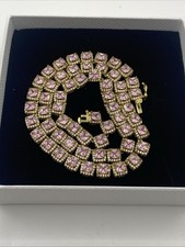 Colar de tênis quadrado vintage folheado a ouro 14k gargantilha diamantes rosa laboratório comprar usado  Enviando para Brazil