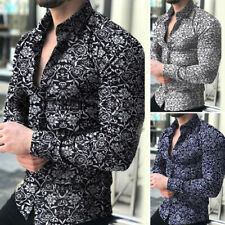 Moda Camisa Para Hombre de Vestir Mangas Largas Hojas de Arbol Ropa Fina comprar usado  Enviando para Brazil