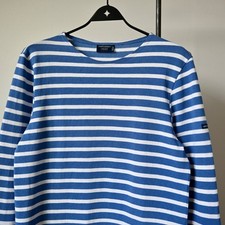 Camisa breton listrada de algodão midi-pesado SAINT JAMES "MERIDIEN", feita na França, 4 comprar usado  Enviando para Brazil