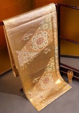 Cinto de seda quimono japonês vintage Fukuro Obi feito à mão padrão arabesco dourado comprar usado Cinto de seda quimono japonês vintage Fukuro Obi feito à mão padrão arabesco dourado comprar usado  Enviando para Brazil