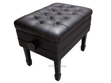 BANCO/BANQUINHO DE PIANO AJUSTÁVEL DE COURO GENUÍNO - ITEM ABERTO CETIM ÉBANO comprar usado  Enviando para Brazil
