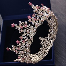 Usado, Flor de pérola rosa 7 cm de altura cristal ouro coroa grande concurso de festa de formatura de casamento comprar usado  Enviando para Brazil