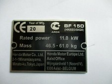 Typenschild honda 11kw gebraucht kaufen  Deutschland