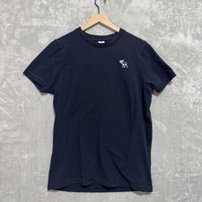 Camisa masculina Abercrombie & Fitch XL azul marinho logotipo alce camiseta clássica algodão tripulação comprar usado  Enviando para Brazil