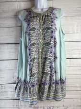 Usado, Túnica J Jill feminina LP azul colorida paisley floral botão frontal sem mangas comprar usado  Enviando para Brazil