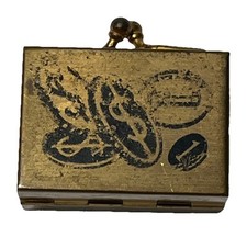 Caixa de pílulas vintage miniatura de metal com placas de dinheiro forro vermelho  comprar usado  Enviando para Brazil