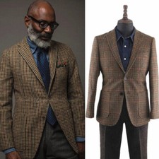 Jaqueta xadrez masculina de tweed lapela entalhada casual trabalho festa desgaste patch bolsos comprar usado Jaqueta xadrez masculina de tweed lapela entalhada casual trabalho festa desgaste patch bolsos comprar usado  Enviando para Brazil