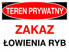 teren prywatny zakaz łowienia ryb - ZI-52 - ZNAK - tablica 250x350 LIBRES POLSKA na sprzedaż  PL