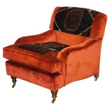 Usado, POLTRONA VINTAGE ESTILO HOWARD GEORGE SMITH ESTOFADA KILIM VELUDO VERMELHO E ASTECA comprar usado  Enviando para Brazil