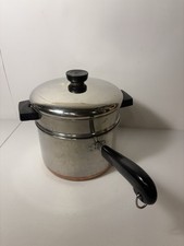 Panela vintage Revere Ware 3 quartos aço inoxidável caldeira dupla folheada a cobre comprar usado  Enviando para Brazil