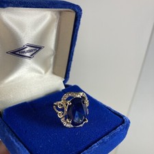 Usado, Fantasia Feminina Elegante Anel Azul e Vidro Transparente Tamanho 6.5 comprar usado  Enviando para Brazil