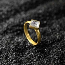 Anel solitário de noivado de casamento com diamante polki transparente corte princesa joia presente comprar usado  Enviando para Brazil