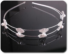 Tiara faixa de cabelo diadema coroa de cristal pérolas casamento comunhão laço comprar usado  Enviando para Brazil