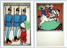2 cartões postais JOSEF DIVEKY Wiener Werstatte repros CAVALO DE BALANÇO camaradas 4"x6" comprar usado  Enviando para Brazil