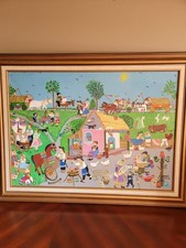 Deslumbrante pintura a óleo ingênua assinada por Zuzana Chalupová emoldurada – "Vila" (1994) comprar usado  Enviando para Brazil