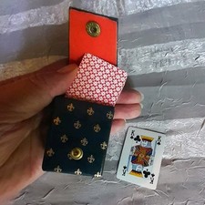 Usado, Antigo FIOCCHI Itália Mini DECK DE CARTAS COM Estojo Ouro Azul Fleur de Lis Crest Excelente Estado Usado comprar usado  Enviando para Brazil