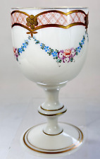 Ancien verre gobelet calice en Opaline blanche 19 ème peint doré, usado comprar usado  Enviando para Brazil