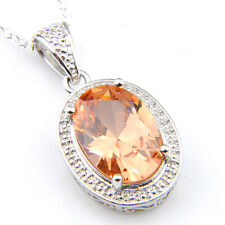 Pingentes de colar feminino prata morganita mel brilhante natural corte oval comprar usado  Enviando para Brazil
