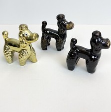 Conjunto de 3 mini estatuetas de poodle de cerâmica vintage 1960 preto e dourado Japão 3", usado comprar usado  Enviando para Brazil
