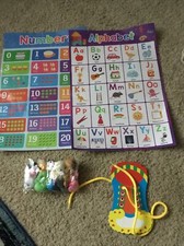 Materiales de aprendizaje para juego creativo, números de aprendizaje, ABC’s y atar zapatos. ¡Diversión! segunda mano  Embacar hacia Mexico