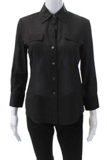 Camisa Theory Mujer Botón Frontal Manga Larga Cuello Negro Algodón Talla Pequeña segunda mano  Embacar hacia Mexico