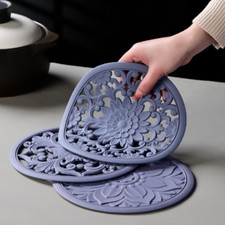 Conjunto de 3 peças de tapete de mesa de jantar redondo de silicone retrô esculpido oco vaso de mesa comprar usado  Enviando para Brazil