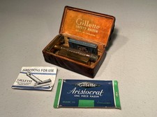 Barbeador e estojo vintage Gillette década de 1930 folheado a ouro aristocrata peça única, usado comprar usado  Enviando para Brazil
