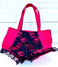 Usado, 00s Y2K Giannini vermelho cetim preto renda espartilho bolsa de mão lingerie fantasia divertida comprar usado  Enviando para Brazil