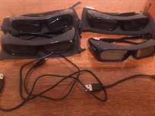ÓCULOS PRETOS RECARREGÁVEIS SONY TDG-BR250 ACTIVE BRAVIA 3D Conjunto de Quatro, usado comprar usado  Enviando para Brazil