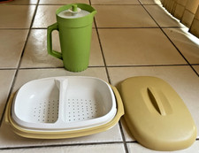 Jarro verde Tupperware 874-9 e vaporizador de alimentos oval amarelo 1273-10 comprar usado  Enviando para Brazil