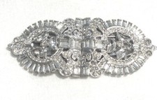 LINDO BROCHE VINTAGE ART DÉCO TOM PRATA STRASS CLARO DUETO CLIPES DE SAPATO comprar usado  Enviando para Brazil