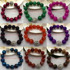 Linda pulseira de contas redondas de pedra preciosa multicolorida natural 12 mm fecho magnético 7,5" comprar usado  Enviando para Brazil