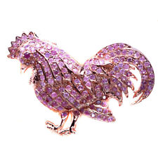 Broche de frango safira rosa aquecido com pedra preciosa prata esterlina 925 comprar usado  Enviando para Brazil