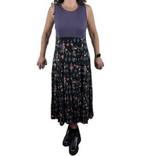 Antigo Vestido Midi RJ Stevens Floral Escuro Roxo Sem Mangas Anos 90 Grunge Cottage PS comprar usado  Enviando para Brazil