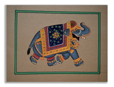 Indio Elefante Maletero Up Well Vestido a Mano Pintura Miniatura 10.25 x 7.5 comprar usado  Enviando para Brazil