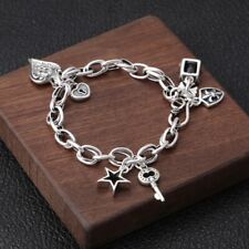 Pulseira pingente corrente grossa prata esterlina 925 retrô pulseira exclusiva para festa, usado comprar usado  Enviando para Brazil