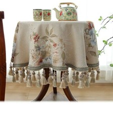 Usado, Elegante tampa de mesa de jantar redonda com borlas toalha de mesa de centro para mesa redonda comprar usado  Enviando para Brazil