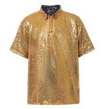 Camisa polo masculina retrô de lantejoulas camisa polo discoteca festa boate comprar usado  Enviando para Brazil