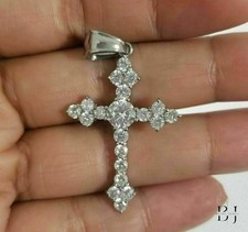 Pingente de casamento 2 CT redondo corte brilhante cruz de moissanita ouro branco 14K sólido, usado comprar usado  Enviando para Brazil