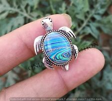 Pedra preciosa azul calsílica folheada a prata esterlina 925 1 peça pingente de tartaruga feito à mão comprar usado  Enviando para Brazil