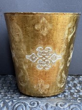 RARO! Antigo Vintage ITÁLIA Florentino *Cesto de Lixeira Branco Dourado, usado comprar usado  Enviando para Brazil