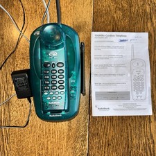 Antigo Y2K Radio Shack telefone sem fio azul-petróleo translúcido telefone mesa parede, usado comprar usado  Enviando para Brazil